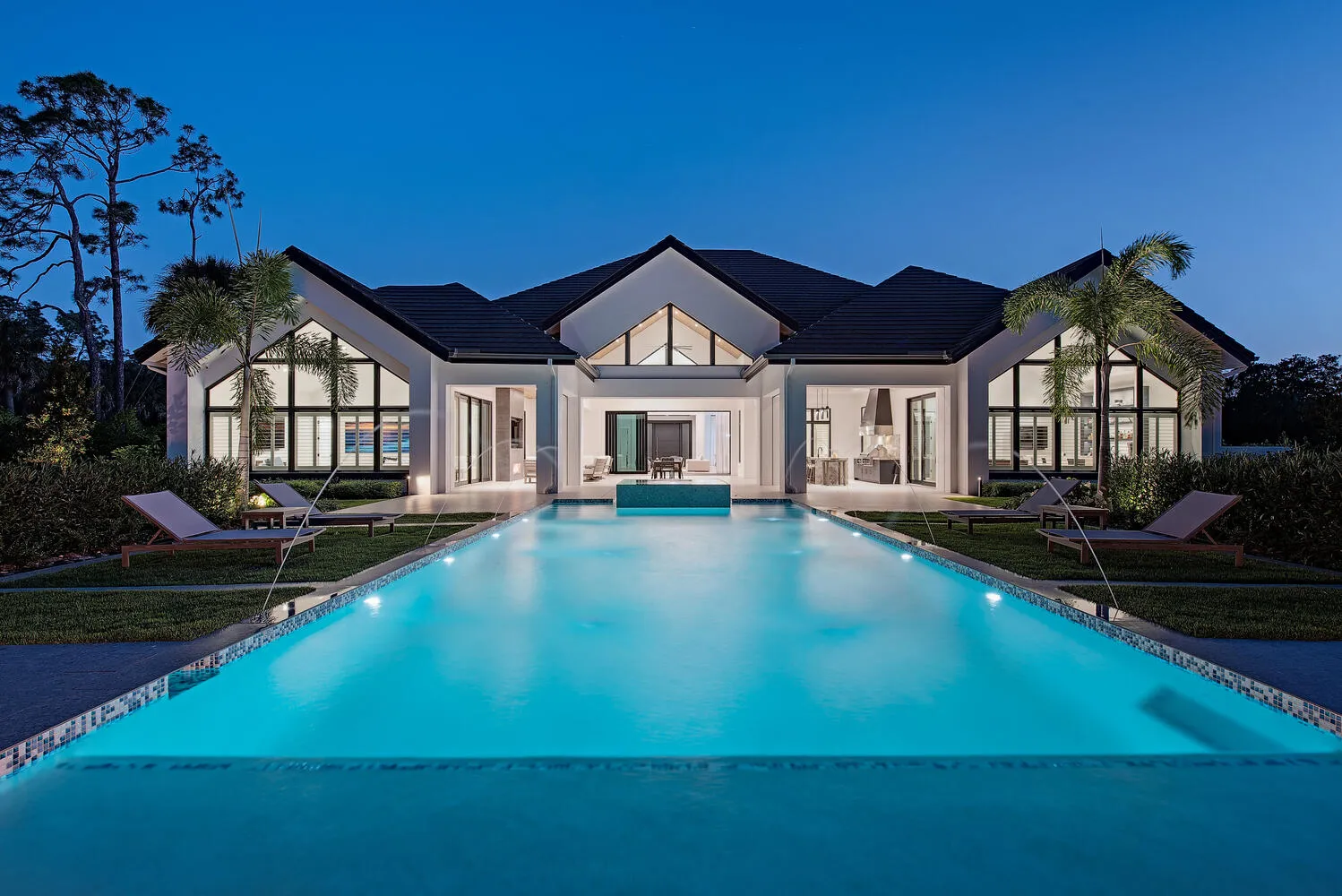 Coach House Lane Residence III: exterior rear night