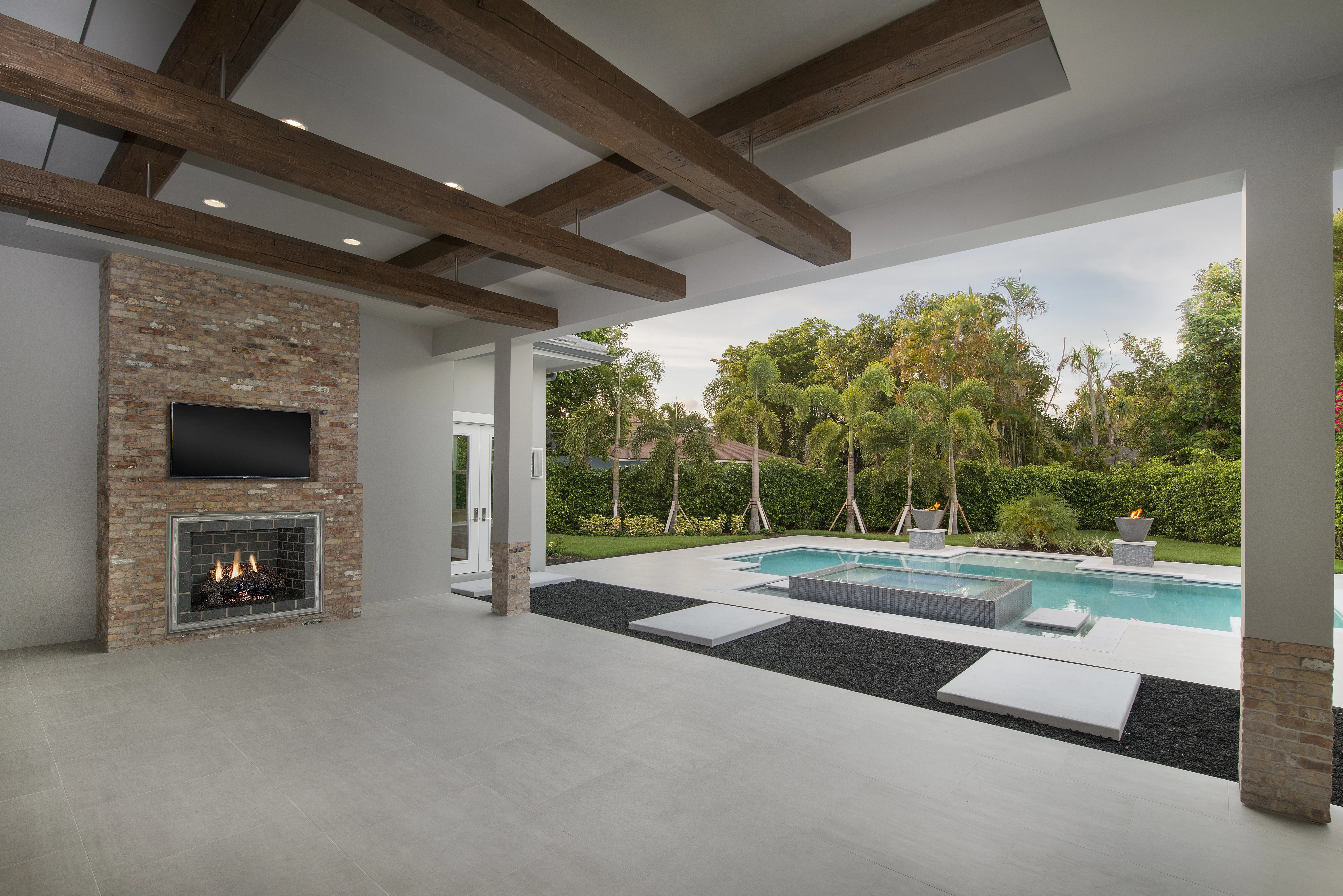 Moorings Residence: lanai fireplace
