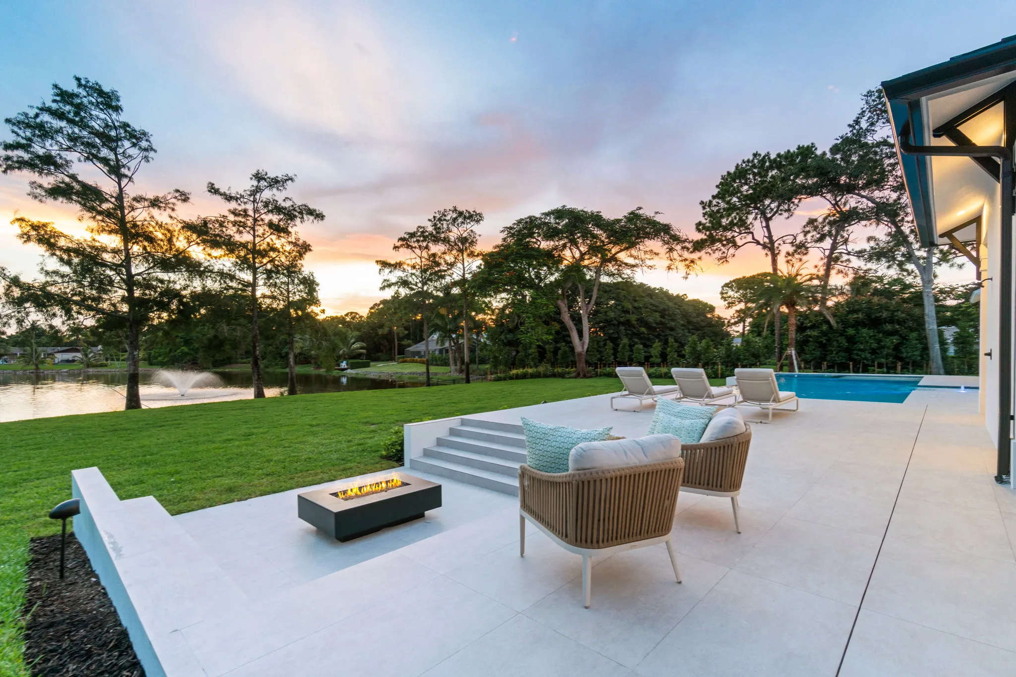 Pine Ridge Estates Residence III: fire bowl sunset