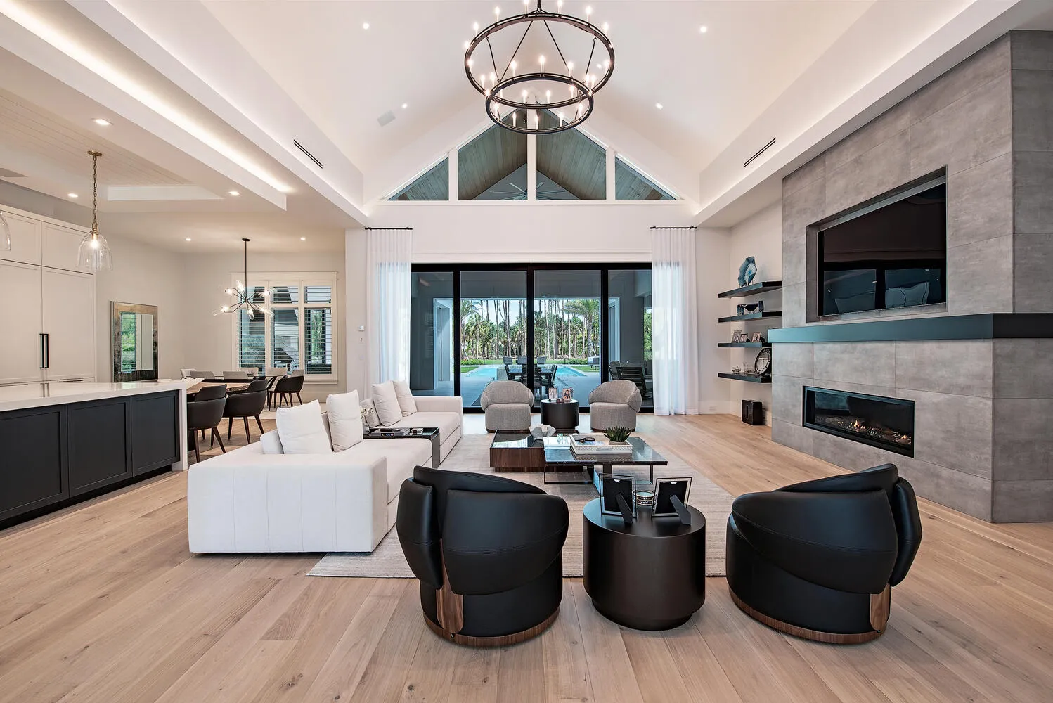 Coach House Lane Residence III: great room view to kitchen